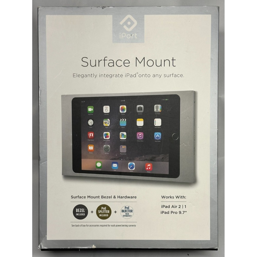 Iport Surface Mount For iPad Air‎ 2/ 1 Pro 9.7", SM AIR 1/2 Silver Bezel, NEW